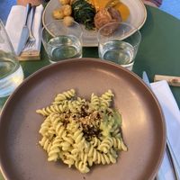 Tempeh escalope and green pepper pasta  at Aromaticus - Trastevere in Rome