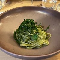 Green Sea Linguine, sweet garlic cream, wakame seaweed, nori, glasswort, phytoplankton  at Aromaticus - Trastevere in Rome