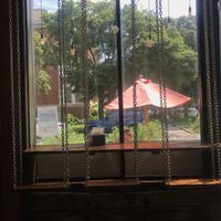 Cute swing seating  at Charmers Cafe in Chicago