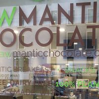 Front window at Rawmantic Chocolate in New York City