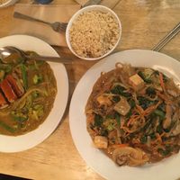 Curry dishi and peanut tofu at Souen - East Village in New York City