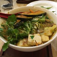Ramen bowl with 2 extra toppings (shiitake and tofu) at Souen - East Village in New York City
