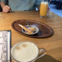 Vegan cappuccino   at Jippies Kattencafe in Haarlem