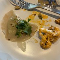 Edamame dumping on left and charred Buffalo cauliflower (two vegan starters) at True Food Kitchen in Jacksonville