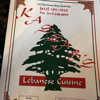 Front of menu   at Kassab's Restaurant in Pittsburgh