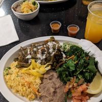 Cactus dish, can self help for hot sauce. Servings are huge at Tumerico - 4th Ave in Tucson