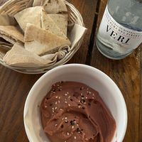 Vegan - Beetroot hummus with pitta bread.  at Omnia in Mataro