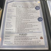 Vegan options listed under burger section   at Olympia Cafe in Osseo