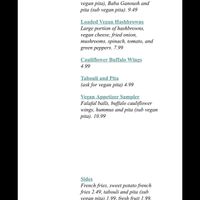 Vegan menu page 2 at Olympia Cafe in Osseo