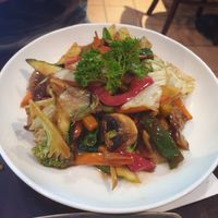 Garlic and ginger veggies with mock duck at U-TONG in Clayfield