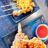 Satay Mock Chicken (made of seitan) Skewers & PFC Vegan Drumsticks  at U-TONG in Clayfield
