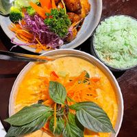 “Honey chicken”, coconut rice & red curry  at U-TONG in Clayfield