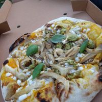 Pumpkin and Wild Garlic Pizza at Plant A Pizza in Ghent