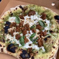 Pesto and homemade cheese at Plant A Pizza in Ghent