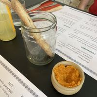 Free breadsticks and paprika dip  at Plant A Pizza in Ghent