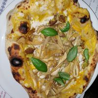 Pizza with sweet patato at Plant A Pizza in Ghent