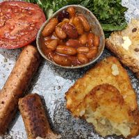 Full veggie breakfast at Ethical Bean Company in East London