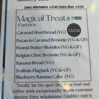 Magical treats menu  at Ethical Bean Company in East London