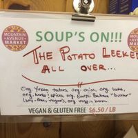 Who names these delicious soups? at Mountain Avenue Market in Fort Collins