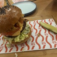 Lotus bean burger  at Slow Boat Brewery in Beijing