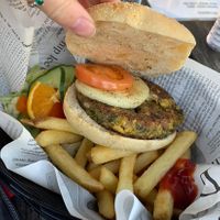 Vegan burger at Milecastle Inn in Haltwhistle