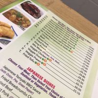 Menu at Lee Garden in North London