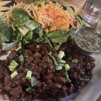 Seitan pork medallions   at Starlight Theater in Terlingua