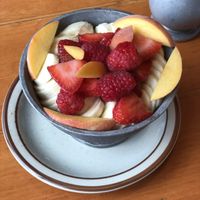 Bowl of fruit to share at Polly's Pancake Parlor in Sugar Hill
