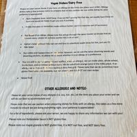 Vegan menu at Polly's Pancake Parlor in Sugar Hill