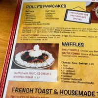 Regular menu  at Polly's Pancake Parlor in Sugar Hill