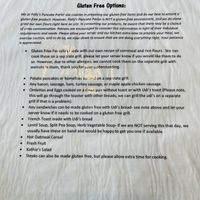 Gluten free menu  at Polly's Pancake Parlor in Sugar Hill