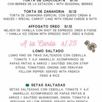Menu as of October 2022, green cat means vegan, yellow means milk can be substituted for soy for 0.5 soles more, 3 of 3 at Catfetín in Cusco