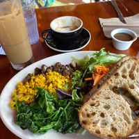 Vegan breakfast feast at Esselon Coffee Roasting Co in Hadley