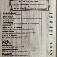 Menu at B.E.A.C.H. in Noordwijk