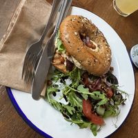 Hummus bagel with side salad   at Café Lephin in Isle Of Skye
