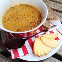 Lentill spicy soup at Ludmilla's Coffee in Berlin