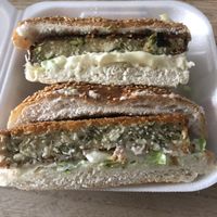 The green asparagus burger and the seaweedburger. Both normally have mayonnaise on them so ask for a substitute if you want to order them vegan. at Snackpoint De Gans in Goes