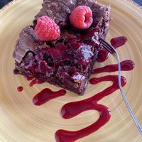 Raspberry brownie  at Het Koffiepand in Middelburg