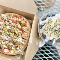 Veggie Waffle + The Morning Bowl 👌🏼  at Happy Day Juice - Northeast in Portland
