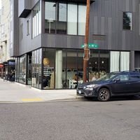 On the corner.. little sign at Happy Day Juice - Northeast in Portland