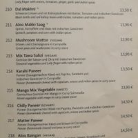 Veg menu part 2 (vegan labelled) at Indian Crown in Leipzig