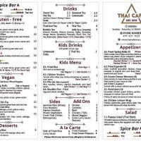 Menu at Thai Cafe  in Siloam Springs