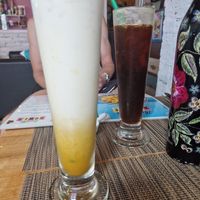 Golder latte and ice americano at Go Vegan Cafe in Phuket