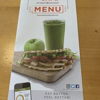 Cover of the Tropical Smoothie Cafe menu at Tropical Smoothie Cafe - Hwy 98 in Lakeland