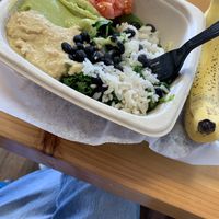 Hummus Veggie bowl with a banana at Tropical Smoothie Cafe - Hwy 98 in Lakeland