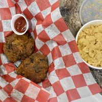Crab cakes and Mac n cheese   at Vegan T'ease in Orland Park