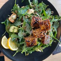 Tempeh Kabob Salad at Local Ocean Seafoods in Newport