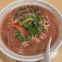 Vegan tomato noodles with extra noodles and extra soy meat.  at Fuku Noki in Sapporo