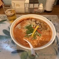Tomato broth with extra soya meat and noodles  at Fuku Noki in Sapporo