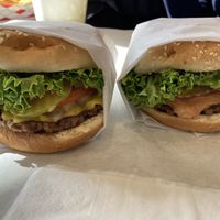Single burger with guac added  at VBurger in Long Beach
